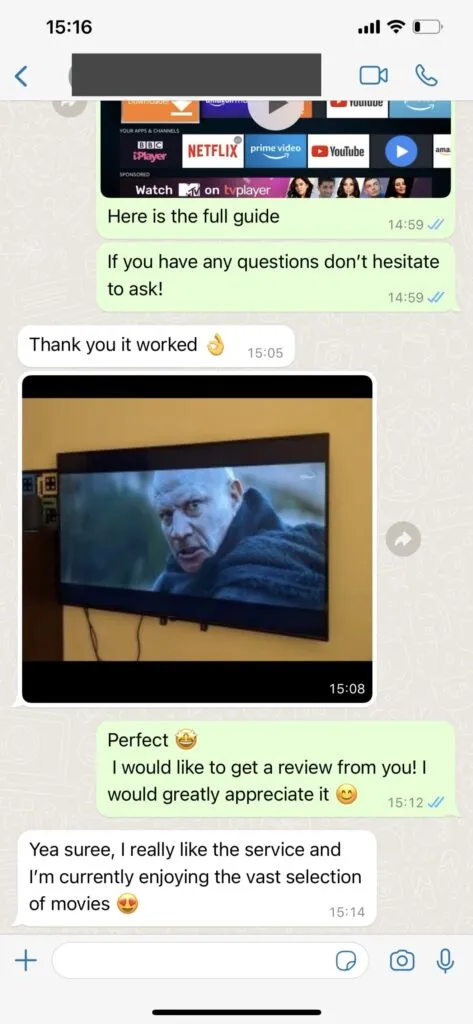 Orexetv WhatsApp Chat Screenshot Customer Setup Assistance